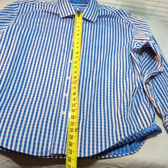 Bugatchi Blue and Brown Casual Button Down Shirt - Picture 11 of 16